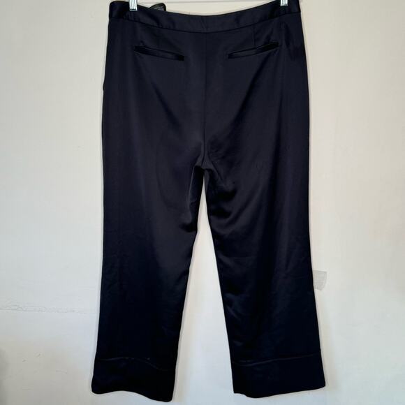 Theory Satin Classic Career Straight Leg Mid Rise Trouser Pants Mavy - Picture 2 of 14